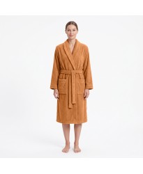 Bathrobe in 100% Cotton Toffee Brown